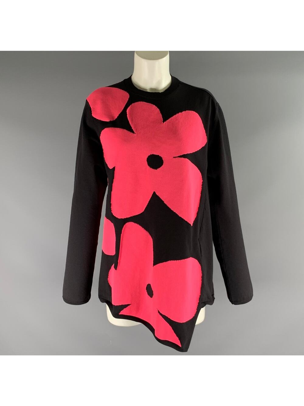 COMME des GARCONS Size S Black Neon Pink Polyester Floral Pullover Womens
